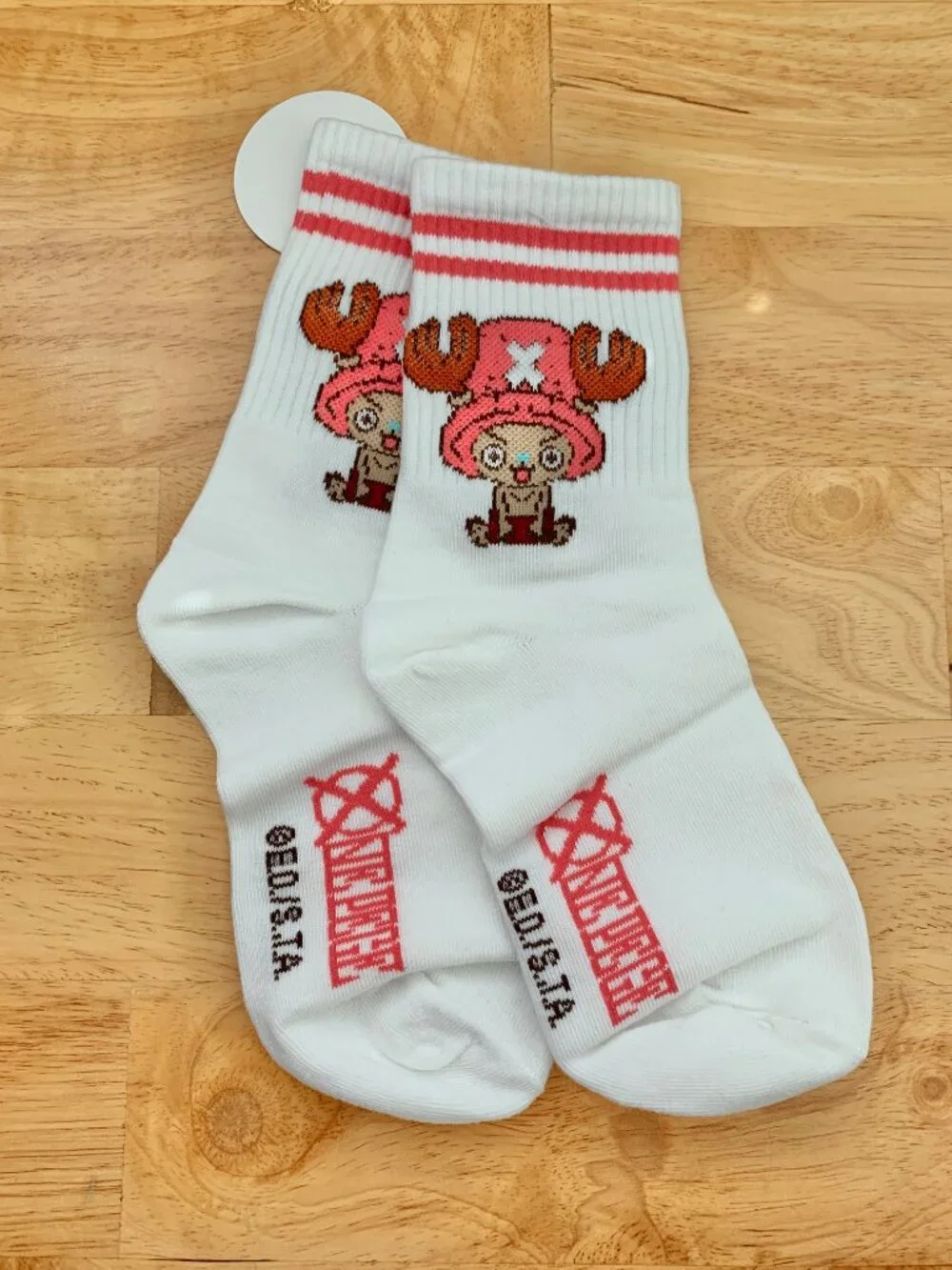 One Piece Tony Chopper Pink White Anime Crew Socks One Size NOT OFFICIAL